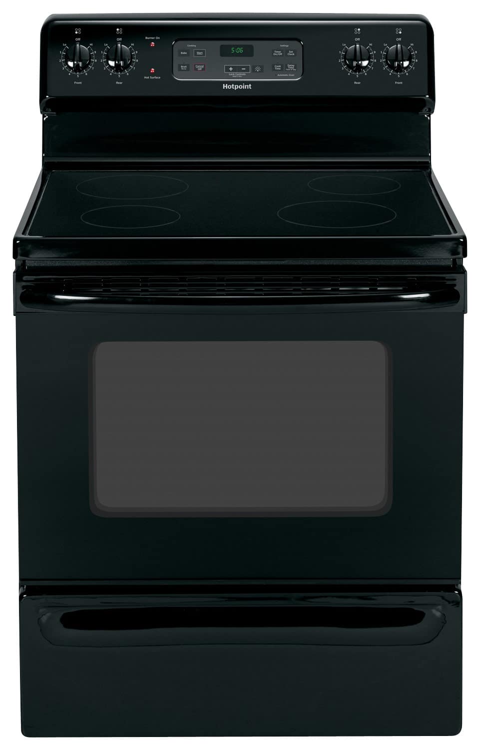 Front. Hotpoint - 5.0 Cu. Ft. Freestanding Electric Range - Black on black.