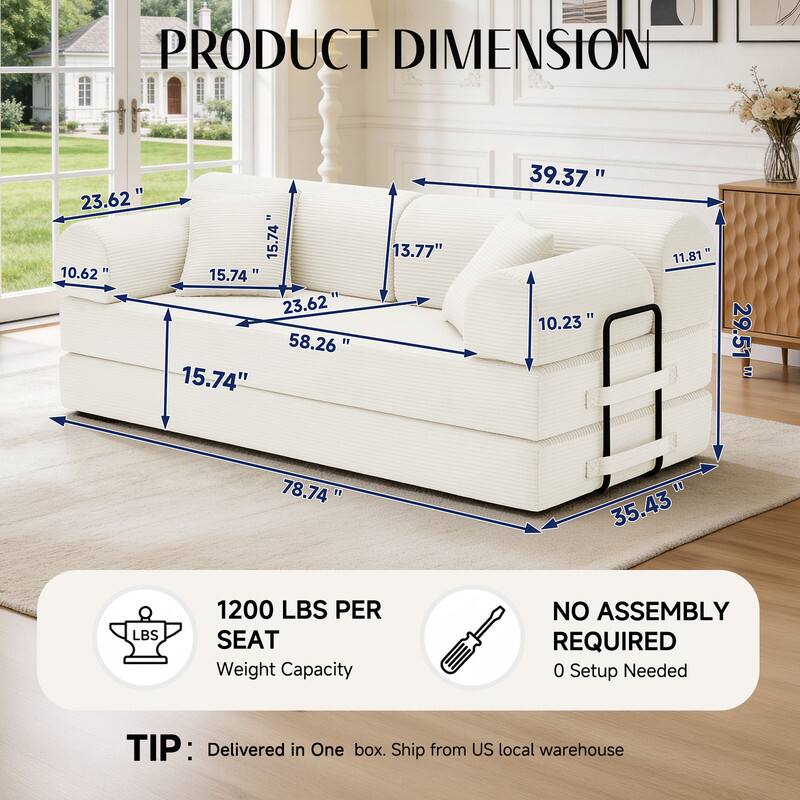 PRODUCT DIMENSION

23.62" 15.74" 10.62" 15.74" 23.62" 58.26" 15.74" 13.77" 39.37" 10.23" 11.81" 29.51" 78.74" 35.43"

1200 LBS PER SEAT Weight Capacity

NO ASSEMBLY REQUIRED 0 Setup Needed

TIP: Delivered in One box. Ship from US local warehouse