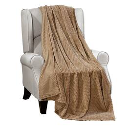 Noble House - Plazatex Montana plush Decorative Warm and Comfortable Machine Washable Throw 50" x 60" - Taupe