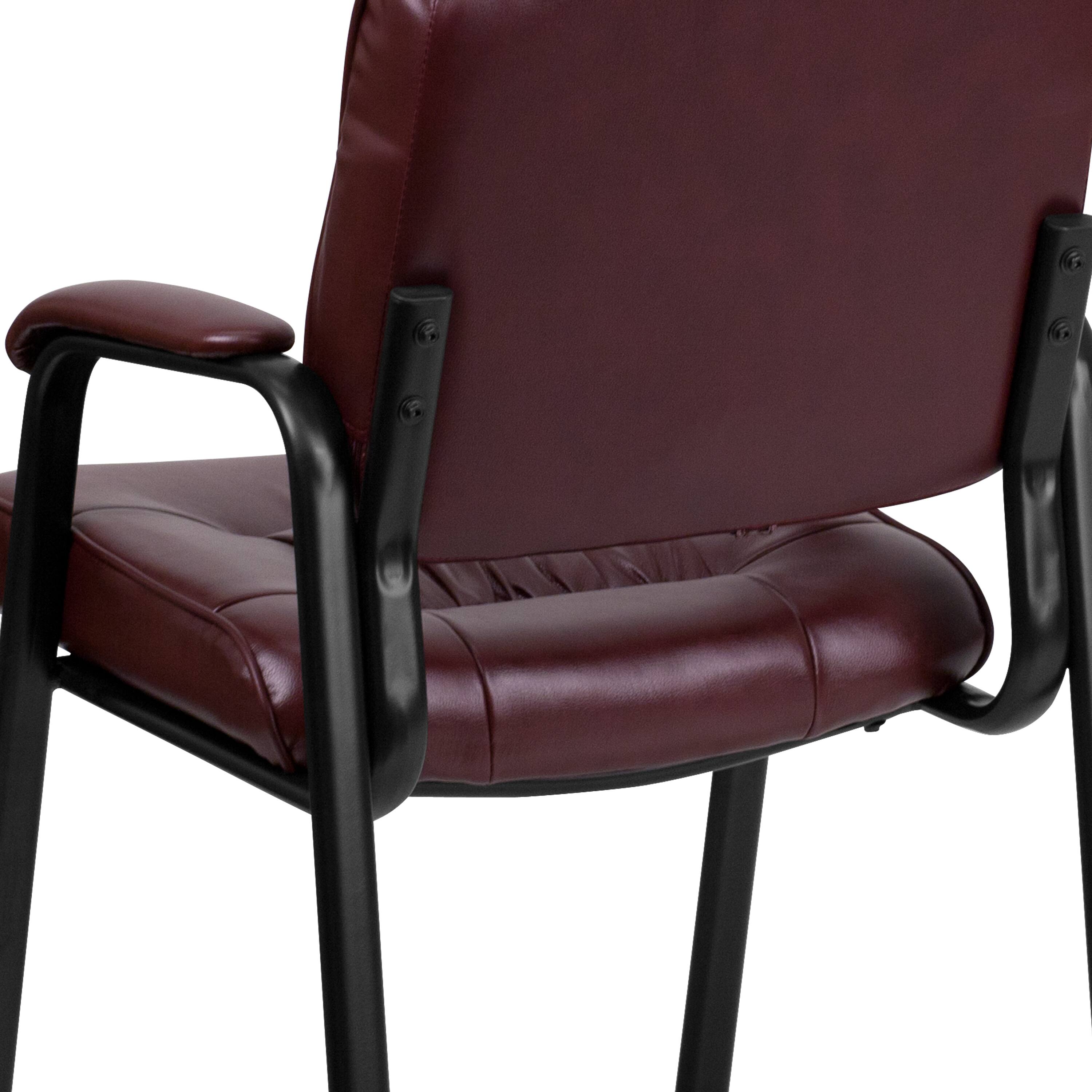 Alt View 8. Emma + Oliver - Faux Leather Executive Reception Chair with Powder Coated Frame - Burgundy LeatherSoft/Black Frame.