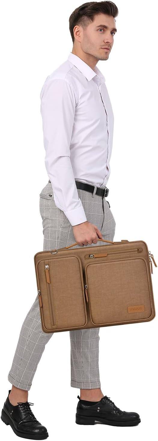 Alt View 3. mosiso - 360 Protective Laptop Shoulder Bag 15-15.6 inch Computer Messenger Bag for MacBook Pro 16 inch HP Dell Lenovo Asus - Mocha.