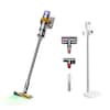 Front. Dyson - V15 Detect + Dok Cordless Vacuum - Yellow/Nickel.
