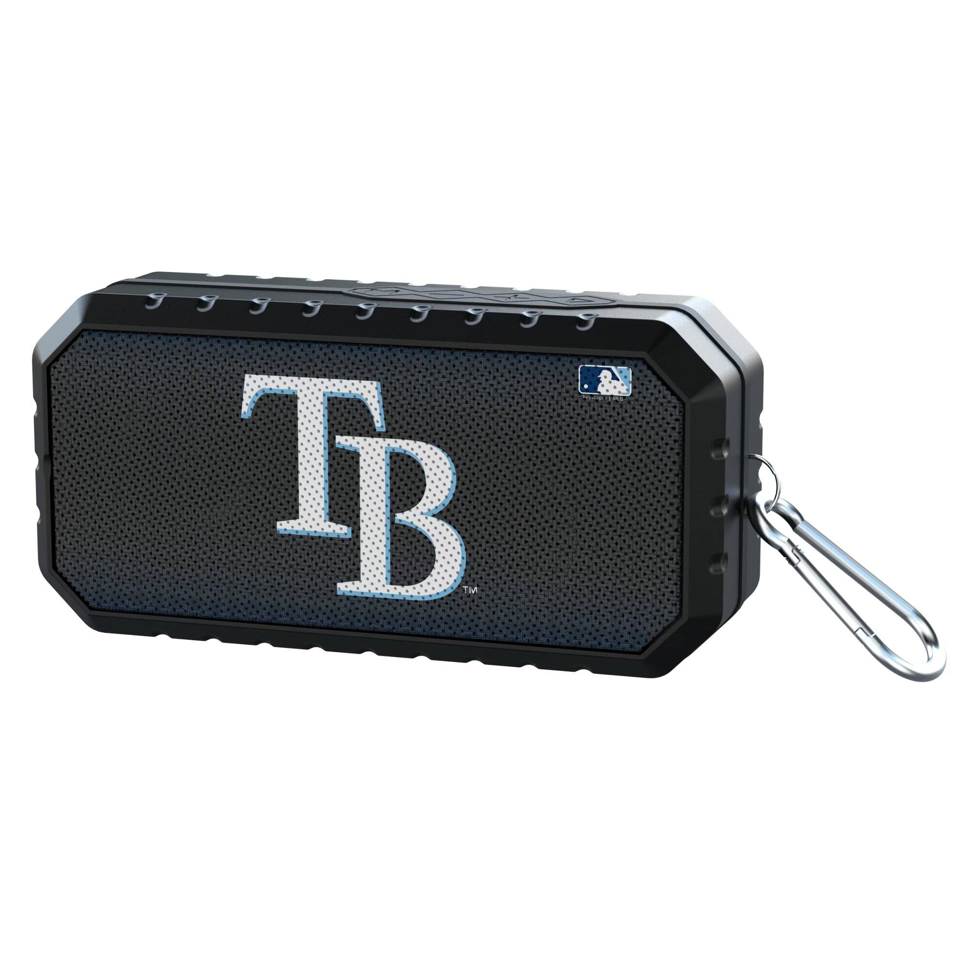 Alt View 1. Keyscaper - Tampa Bay Rays Water Resistant Linen Print Bluetooth Speaker - Black.