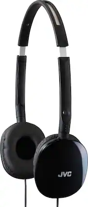 Front. JVC - FLATS Wired On-Ear Headphones - Black.