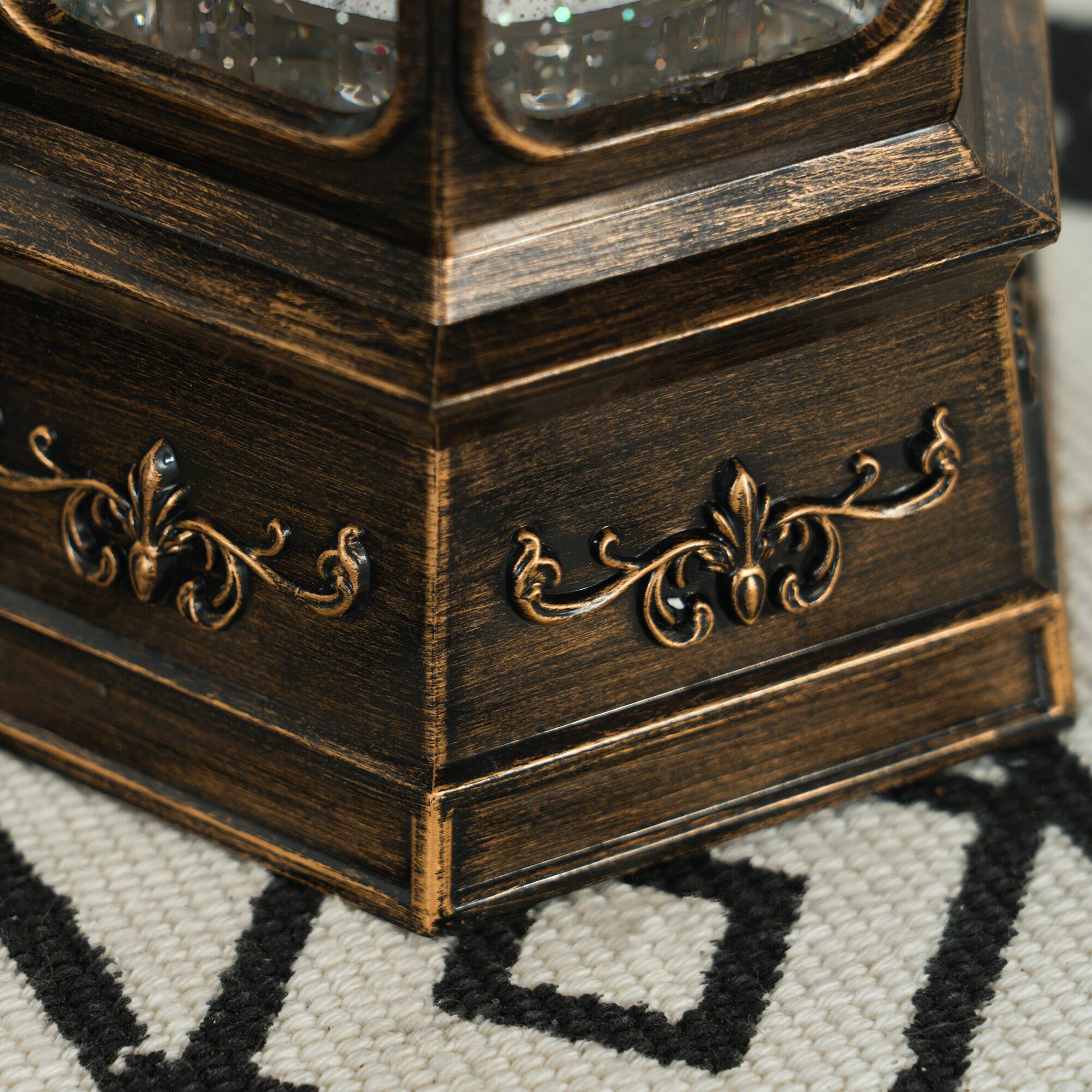 Alt View 7. Homcom - Christmas Snow Globe Lantern with Music & Lights, Musical with Swirling Glitter, Battery, Bronze - Bronze.