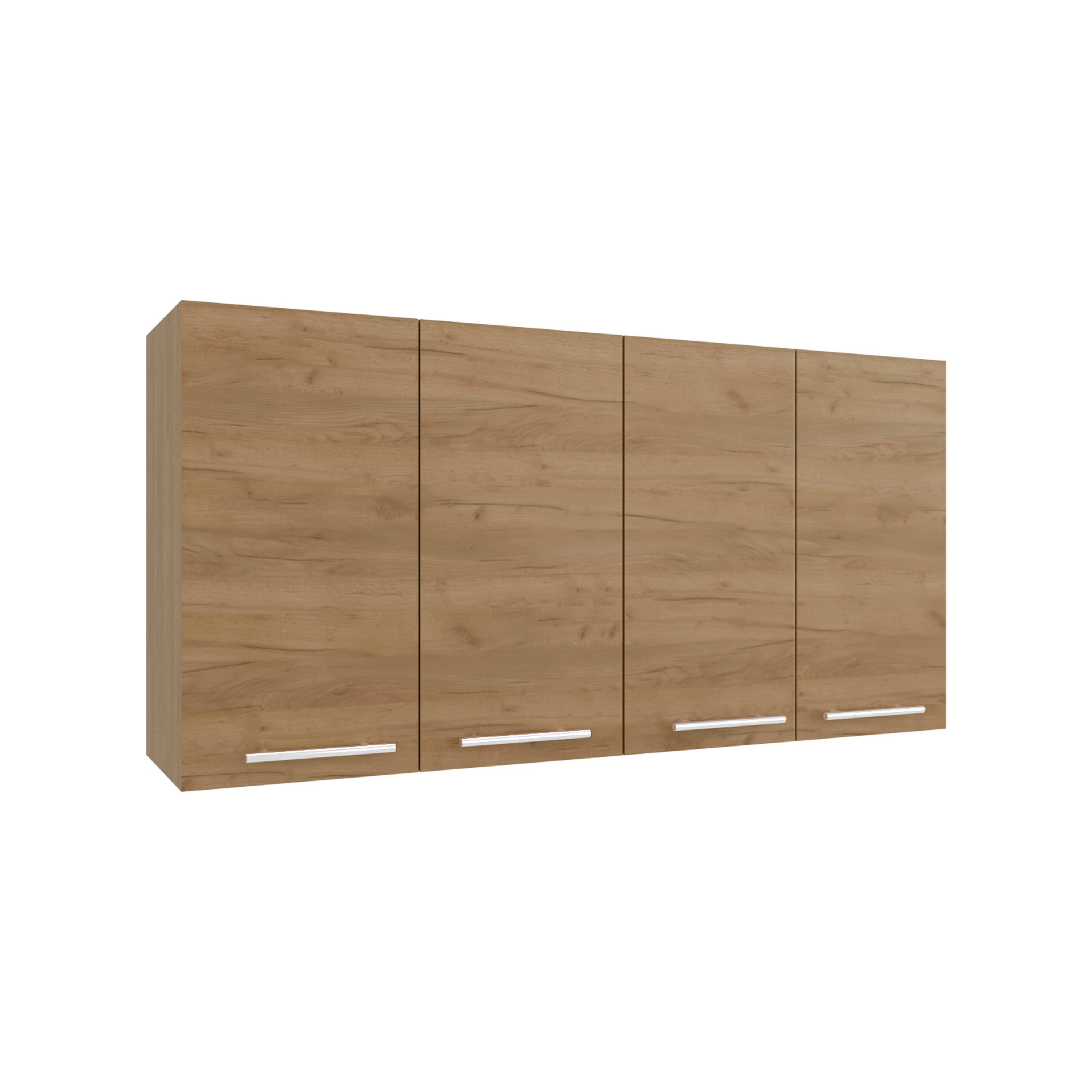 Back. TuHome - Tuhome 120 Wall Cabinet, Four Doors, Two Cabinets, Two Shelves, Natural Oak - Beige.