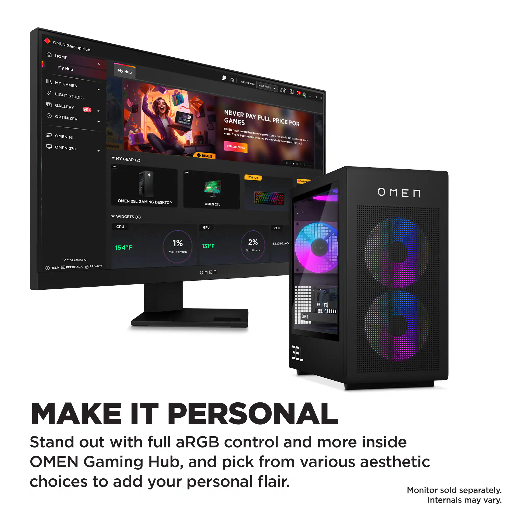 HP OMEN 35L Gaming Desktop AMD Ryzen 5 8400F 16GB Memory NVIDIA GeForce ...
