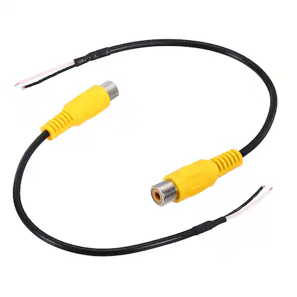 Front. Unique Bargains - 2pcs 8" Yellow RCA Female Plug to Bare Wire Adapter for Audio Video Amplifier Speaker Wire - Yellow.