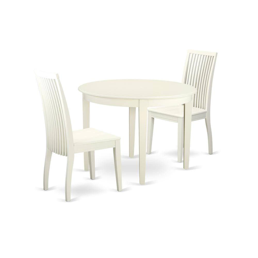 Back. East West Furniture - Dining Room Set Linen White - Brown.