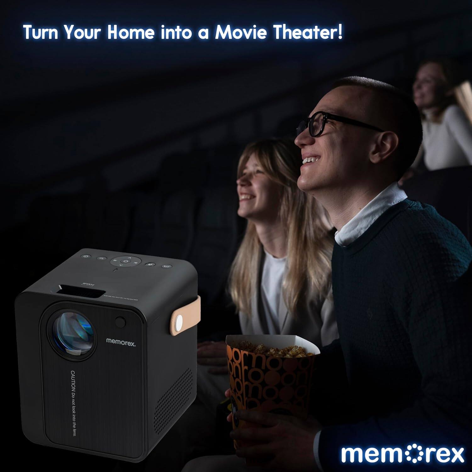 Turn Your Home into a Movie Theater! memorex CAUTION 2 I do not look into the lens. mem rex