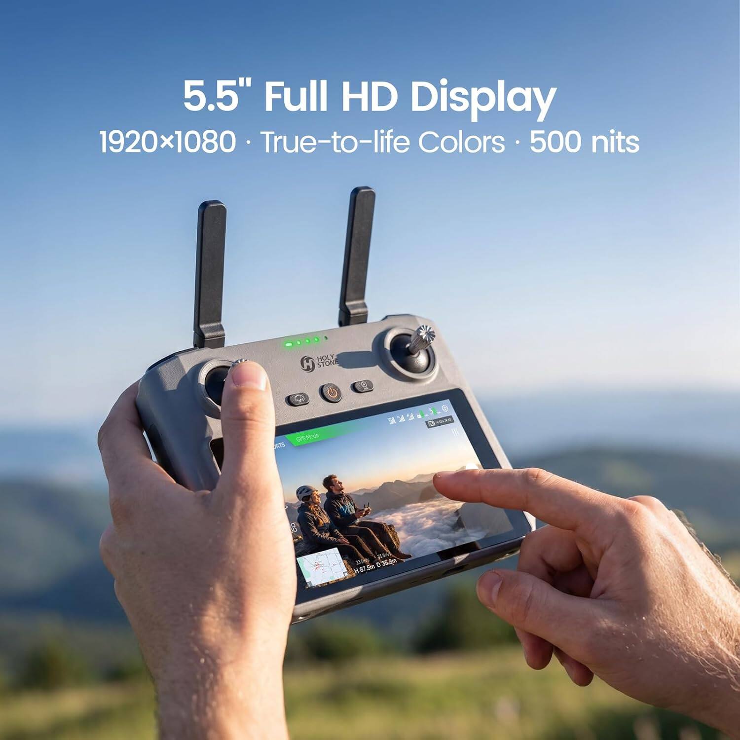 5.5" Full HD Display 1920x1080 True-to-life Colors 500 nits

HOLY M STONE

GPS Mode RTS

NAMIL

D 36.8m H 87.5m