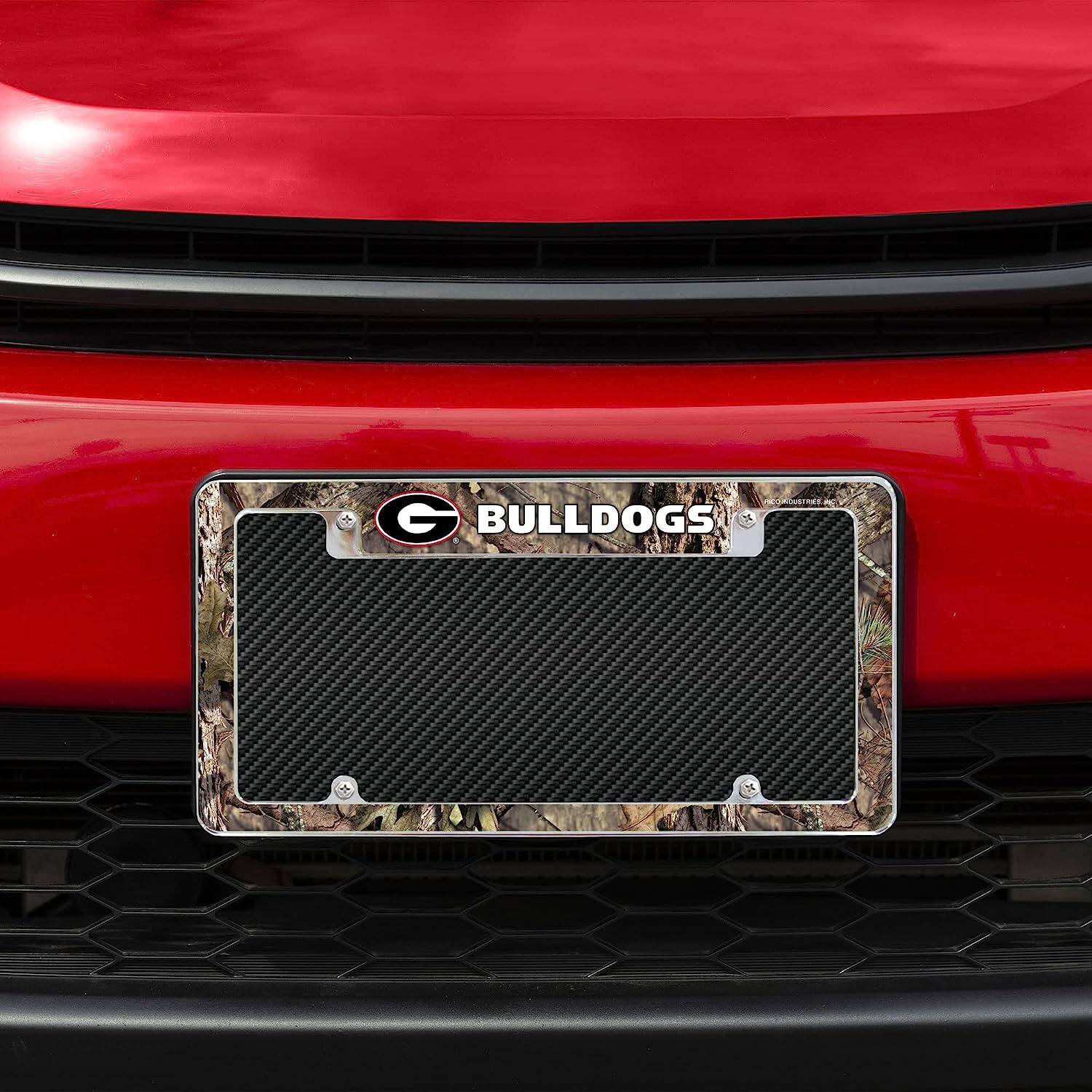 Alt View 2. Rico Industries - Georgia Bulldogs Chrome Metal License Plate Frame with Bold Mossy Oak Camouflaged Camo Design - Multi.
