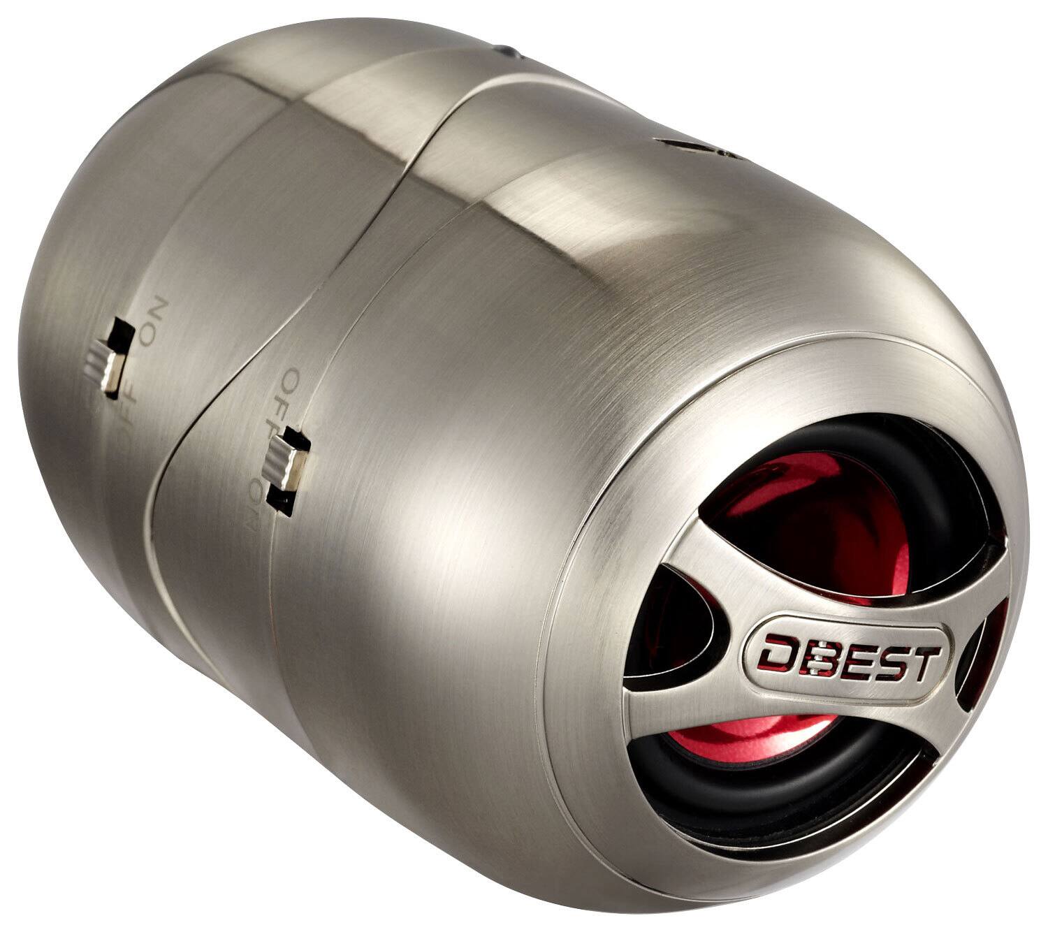 Angle Standard. DBEST London - Rechargeable Mini Speaker Set - Metallic.