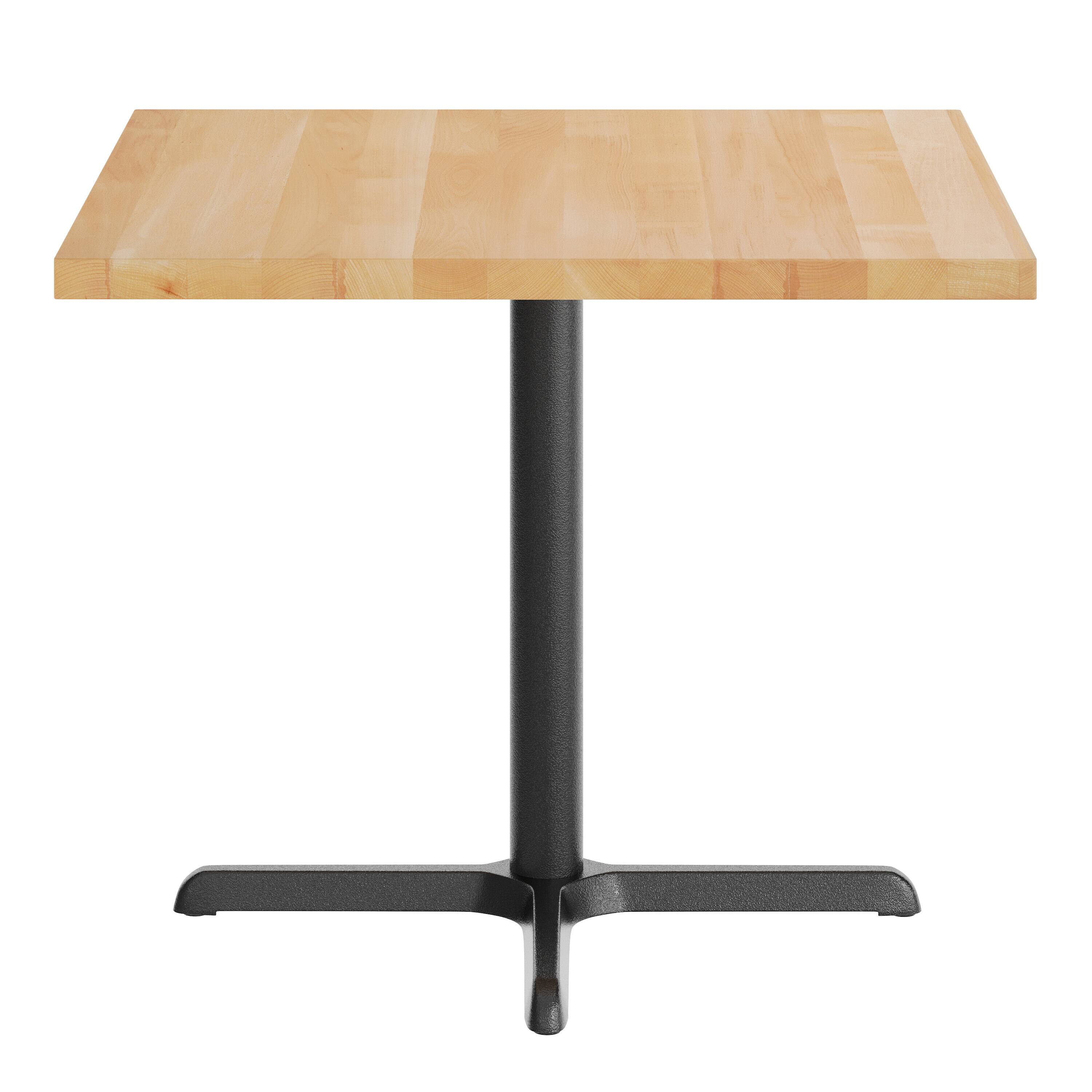 Angle. Flash Furniture - Bennett 36" Square Solid Wood Commercial Indoor Tabletop in Natural with 30" x 30" Dining Height Rust-Resistant Black Ca - Natural.