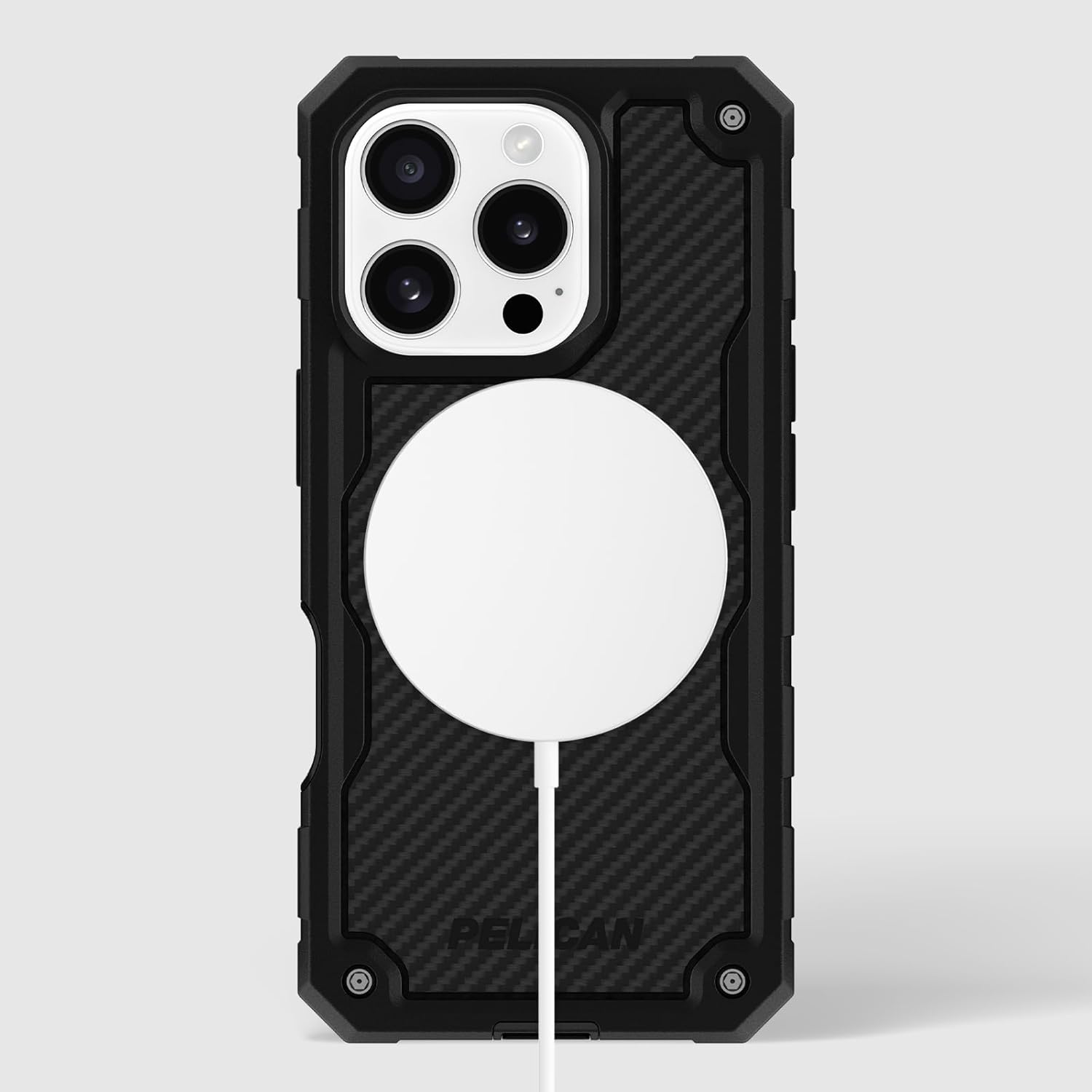 Left. Pelican - Pelican Shield Carbon Fiber with MagSafe Black Case and Holster - iPhone 16 Pro - Black.