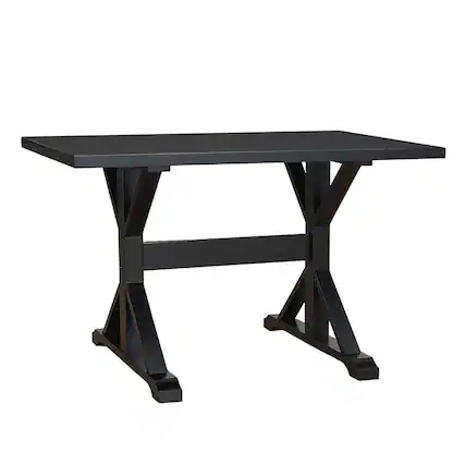 Front. Carolina Chair & Table - Delano Trestle Desk - Antique Black - Antique Black.