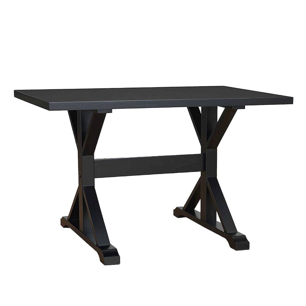 Front. Carolina Chair & Table - Delano Trestle Desk - Antique Black - Antique Black.