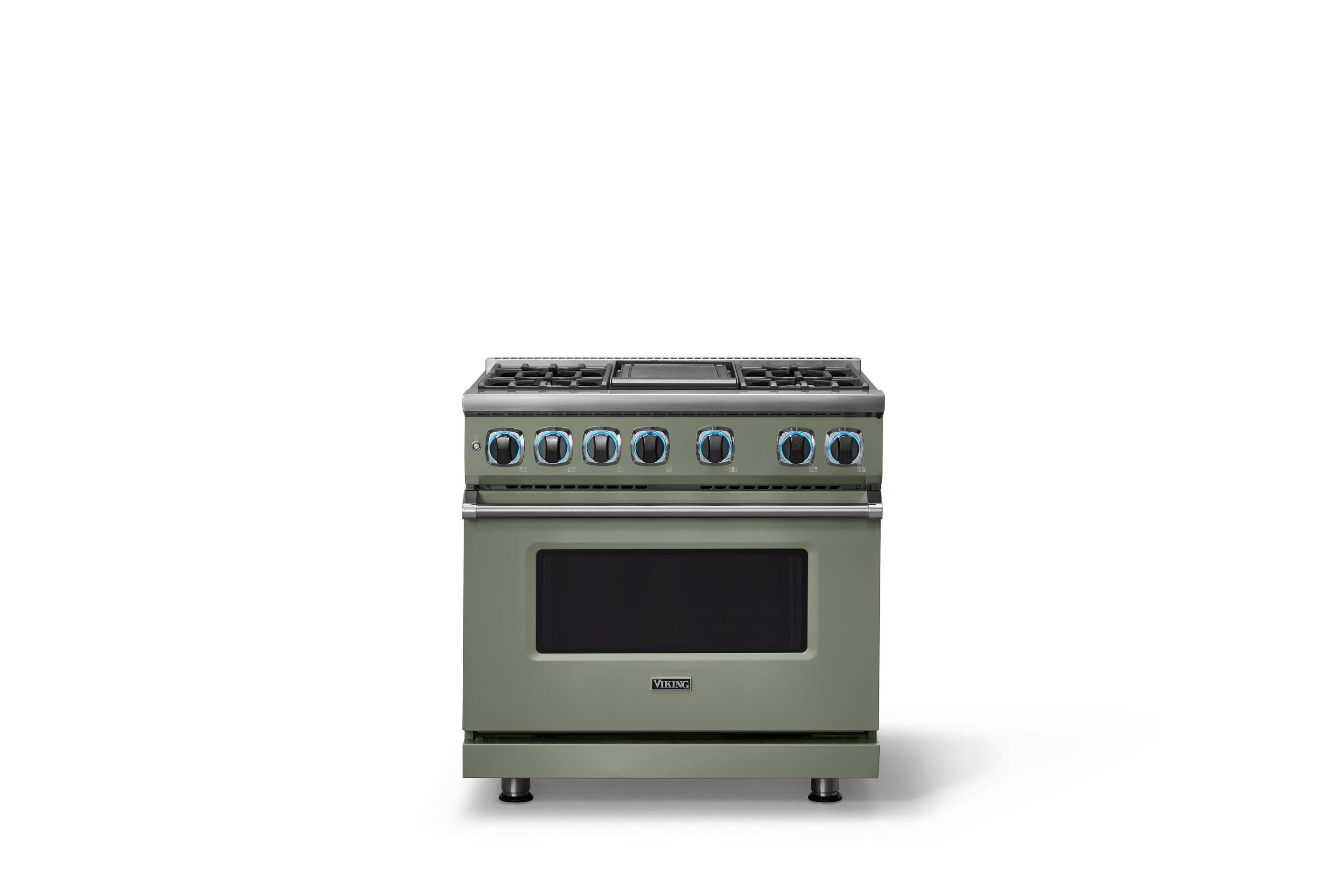 Alt View 4. Viking - 36"W. 5.6 Cu. Ft. 7S Self-Clean Dual Fuel Range-Eucalptus - Eucalyptus.
