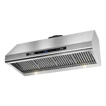 Front. Brano - BRANO 48" Under Cabinet Range Hood – 1400CFM, 6-Speed DC Motor, Voice & Gesture Control, Stainless Steel - Sliver.
