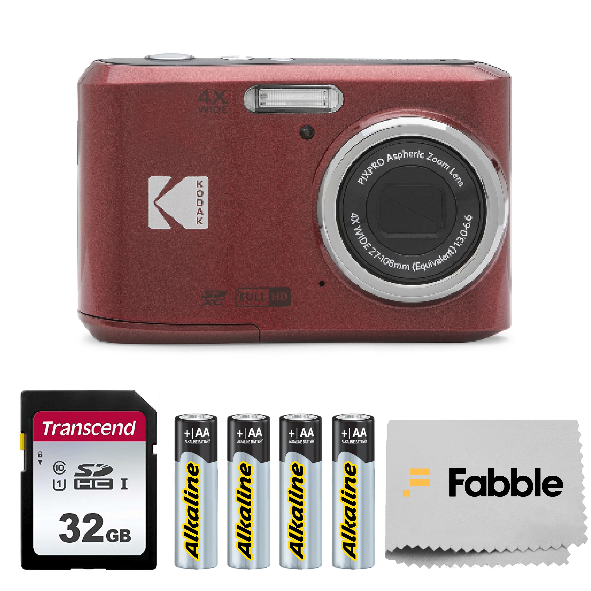 Kodak - PIXPRO FZ45 16MP Digital Camera with 4X Optical Zoom 27mm Wide Angle and 2.7" LCD Screen Bundle with 32GB SD Memor - Red