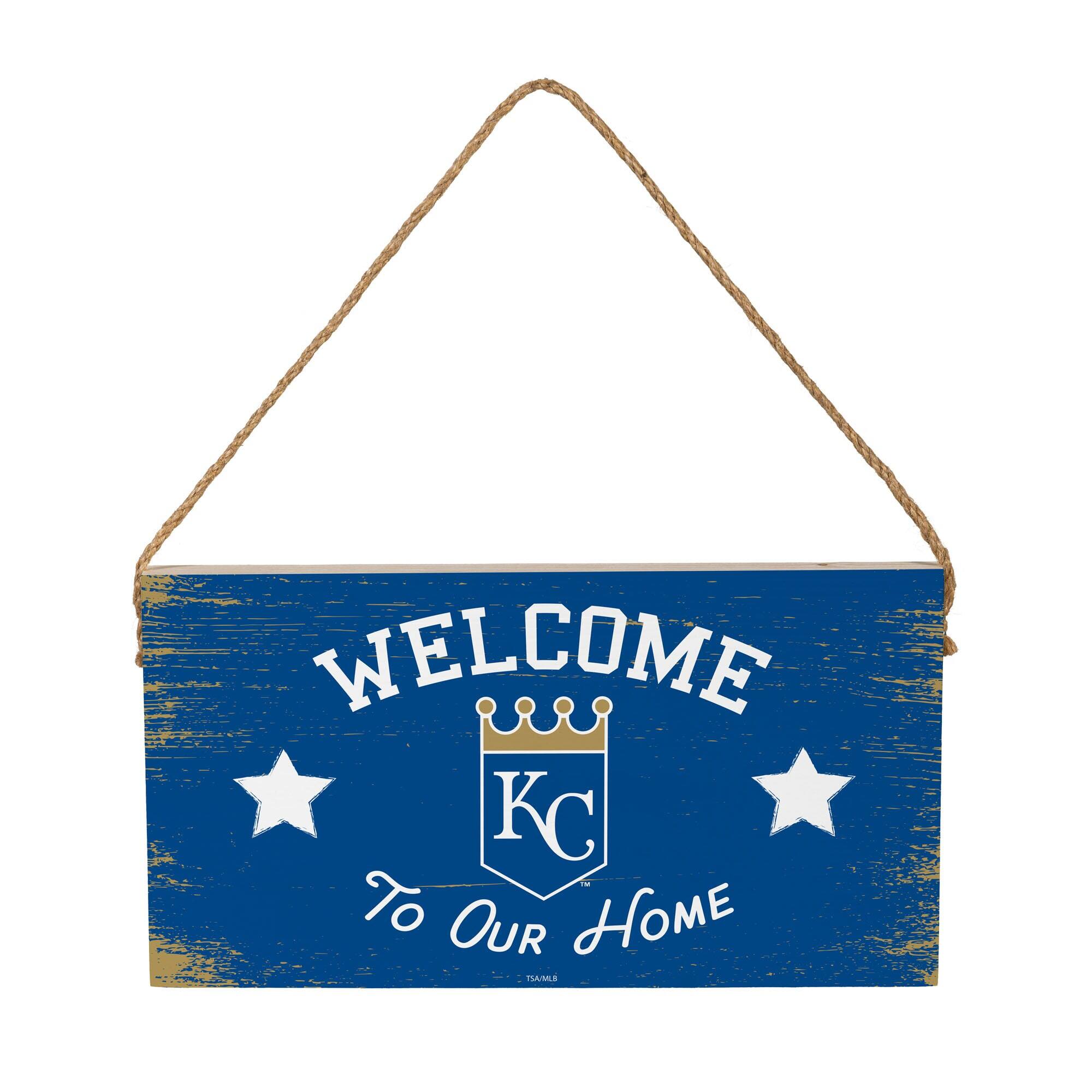 Kansas City Royals 6" x 11" Welcome Home Wood Wall Sign with Rope Hanger