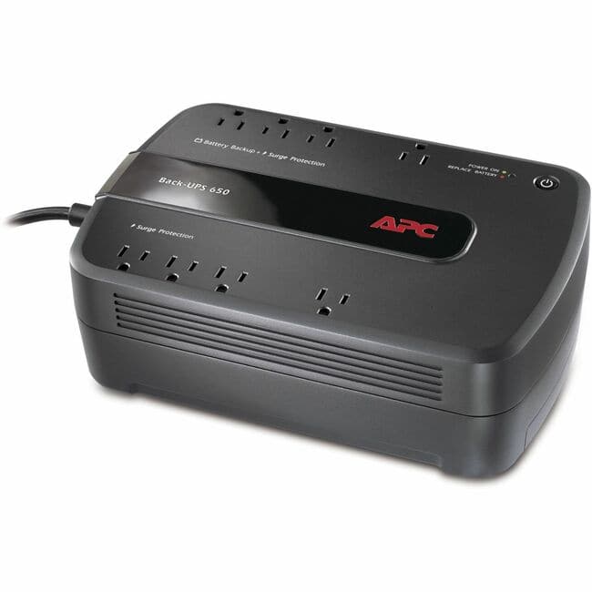 APC - Back-UPS 650VA, 120V, 8 NEMA outlets (4 surge) - Tower - 1 Day Recharge - 3 Minute Stand-by - 120 V Input - 120 V AC - Black