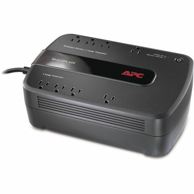 APC - Back-UPS 650VA, 120V, 8 NEMA outlets (4 surge) - Tower - 1 Day Recharge - 3 Minute Stand-by - 120 V Input - 120 V AC - Black