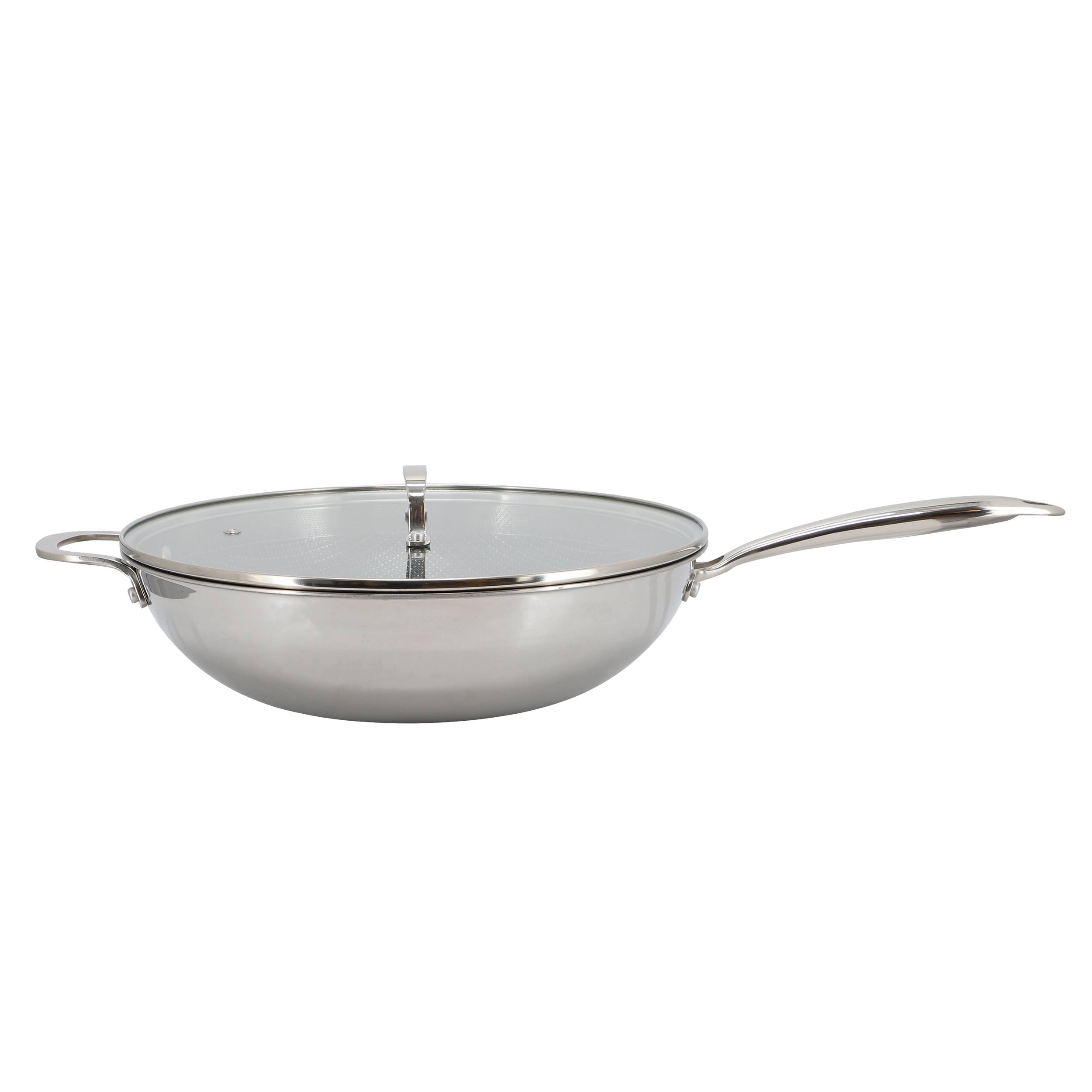 Alt View 2. Better Chef - Better Chef 12.5 Inch 3 Ply Stainless Steel Nonstick Wok with Lid in Silver - Silver.
