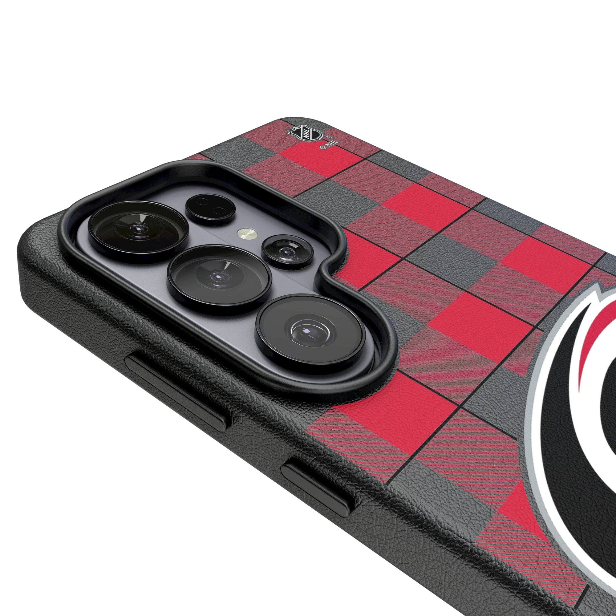 Alt View 2. Keyscaper - Carolina Hurricanes Plaid Galaxy Magnetic Bump Case - S26 - Black.
