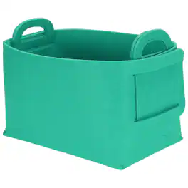 Unique Bargains - Felt Storage Bin 7.9x5.1x4.9" Foldable Handles Collapsible Organizer for Shelves, Closet, Books, Office, Bedroom - Blue