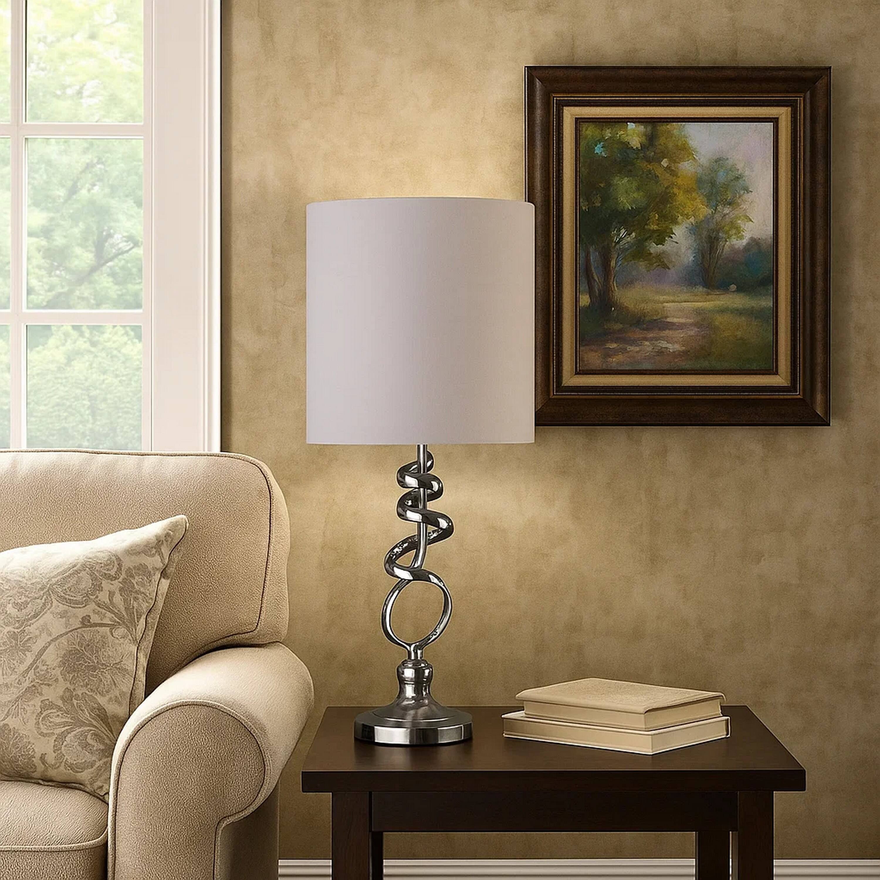 Manhattan Lane Table Lamp with Curved Abstract Metal Base Silver - Best Buy