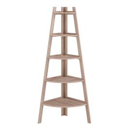 Danya B - 5-Tier Pyramid Corner Display Shelves - Weathered Oak - Brown
