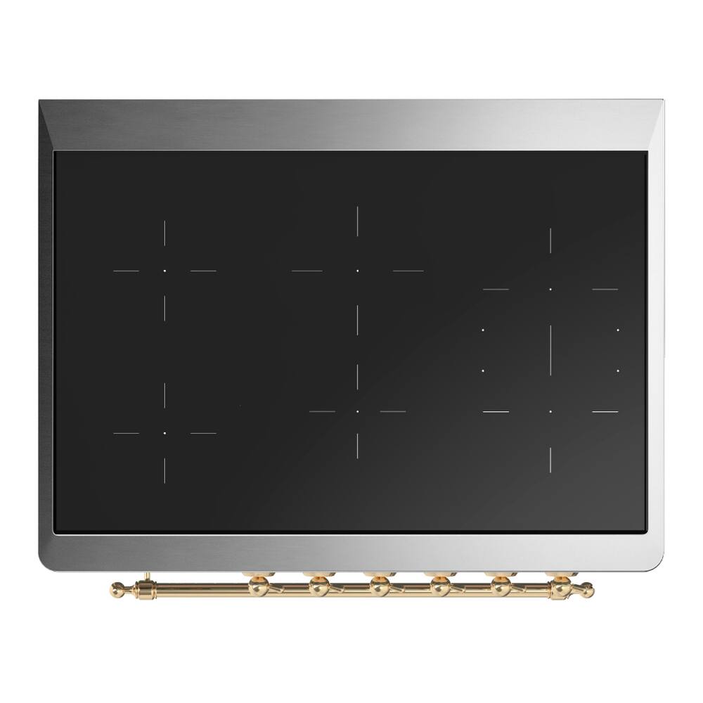 Alt View 6. ILVE - ILVE Majestic III Series 36 in. Induction Range with 6 Induction Elements (Brass Trim) - Stainless Steel.