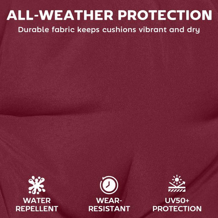 ALL-WEATHER PROTECTION  
Durable fabric keeps cushions vibrant and dry  

WATER REPELLENT  
WEAR-UV50+ RESISTANT PROTECTION