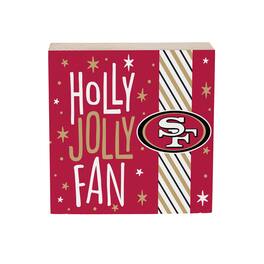 Evergreen Enterprises - San Francisco 49ers 6" Holiday Wood Plock Shelf Sign - Multicolor