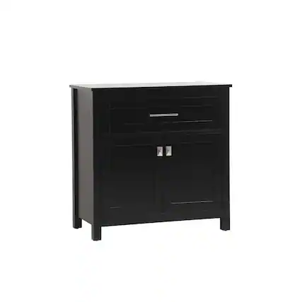 Front. Elegant Kitchen and Bath - 30 Inch Wide Bathroom Storage Freestanding Cabinet In Black - Black.