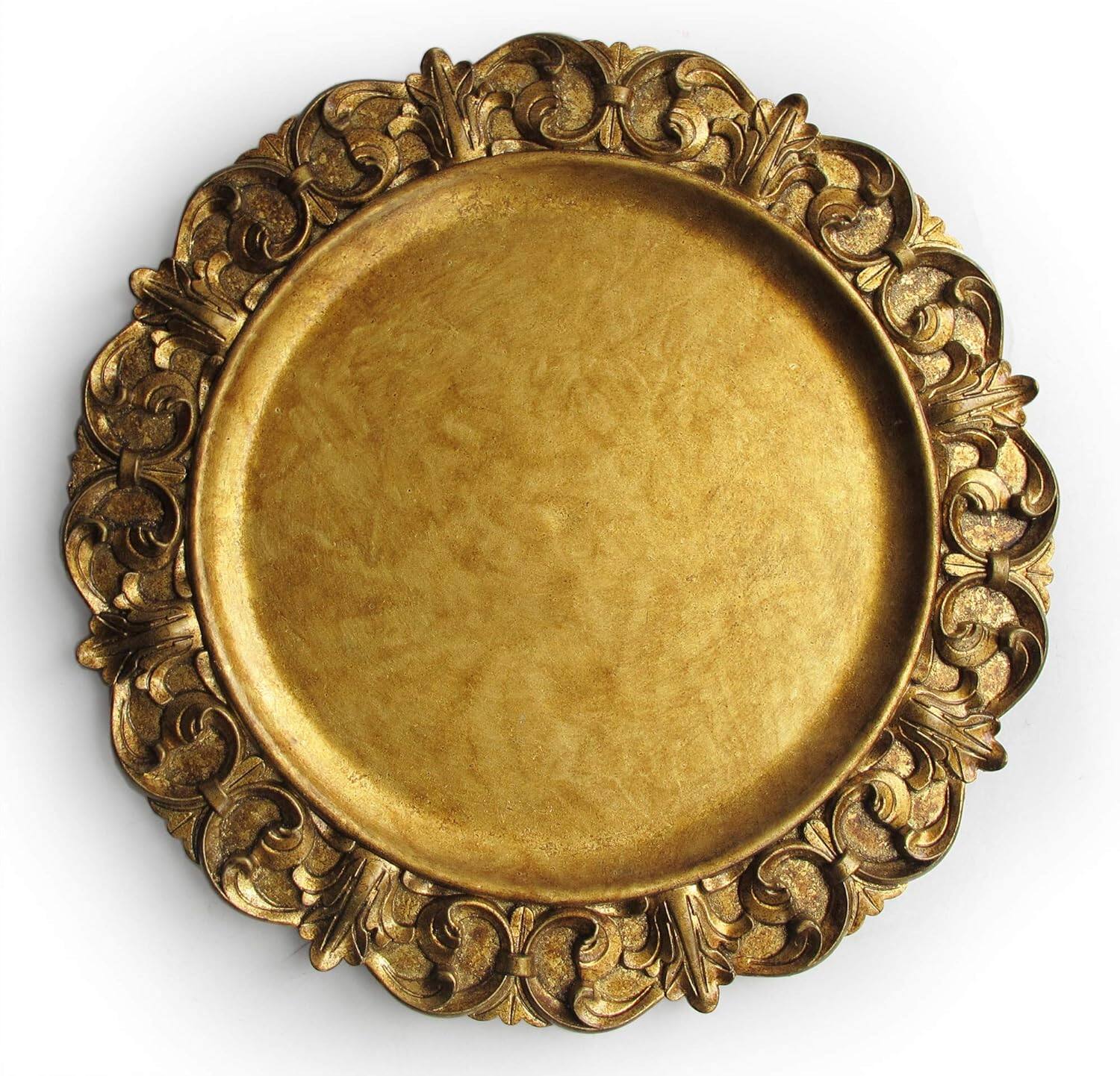 Angle. American Atelier - Gold Embossed Charger Plate Set Of 4 14" D - Gold.