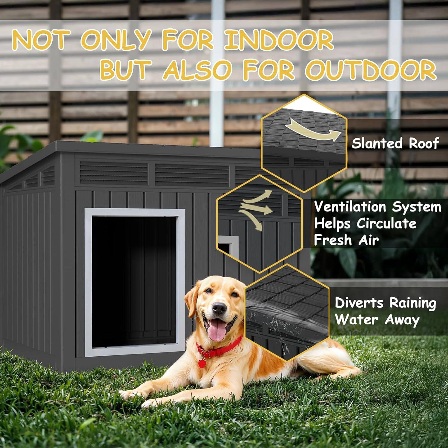 NOT ONLY FOR INDOOR BUT ALSO FOR OUTDOOR

- Slanted Roof
- Ventilation System Helps Circulate Fresh Air
- Diverts Raining Water Away
