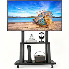 Rfiver - Heavy-duty mobile TV stand suitable for 35-75-inch heavy-duty mobile TVs - Black