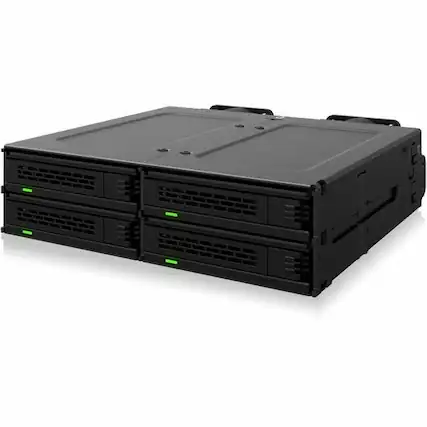 Front. Icy Dock - Icy Dock ExpressCage MB324V4P-B Drive Enclosure for 5.25" U.2, U.3, PCI Express NVMe 4.0 - SFF-8654 SlimSAS Host.