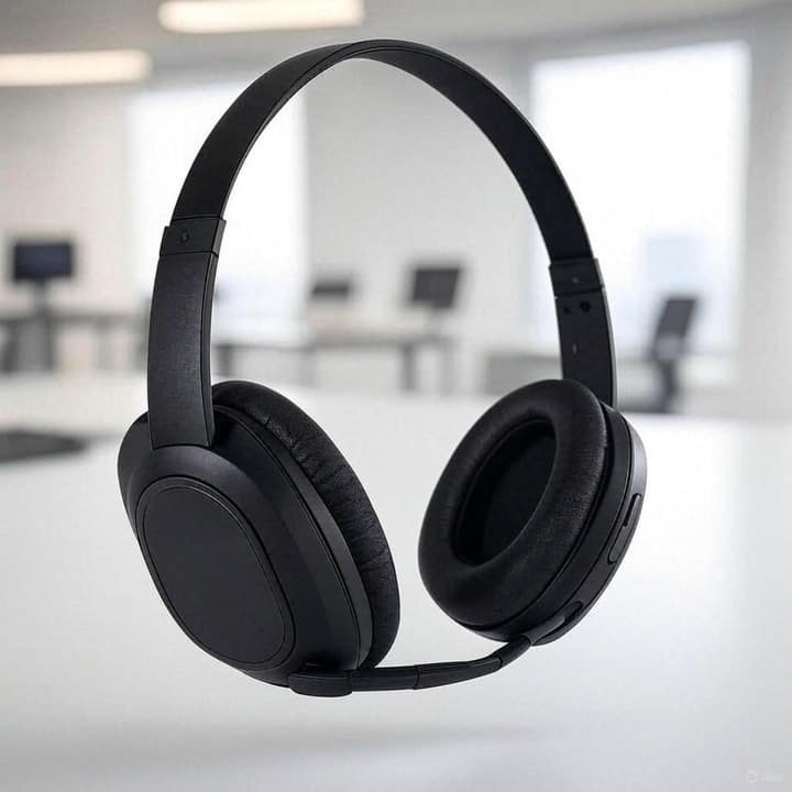 Zell Electronics - Wireless Noise Cancelling On-Ear Headset with Microphone for Calls, Office, & Home Use - Black