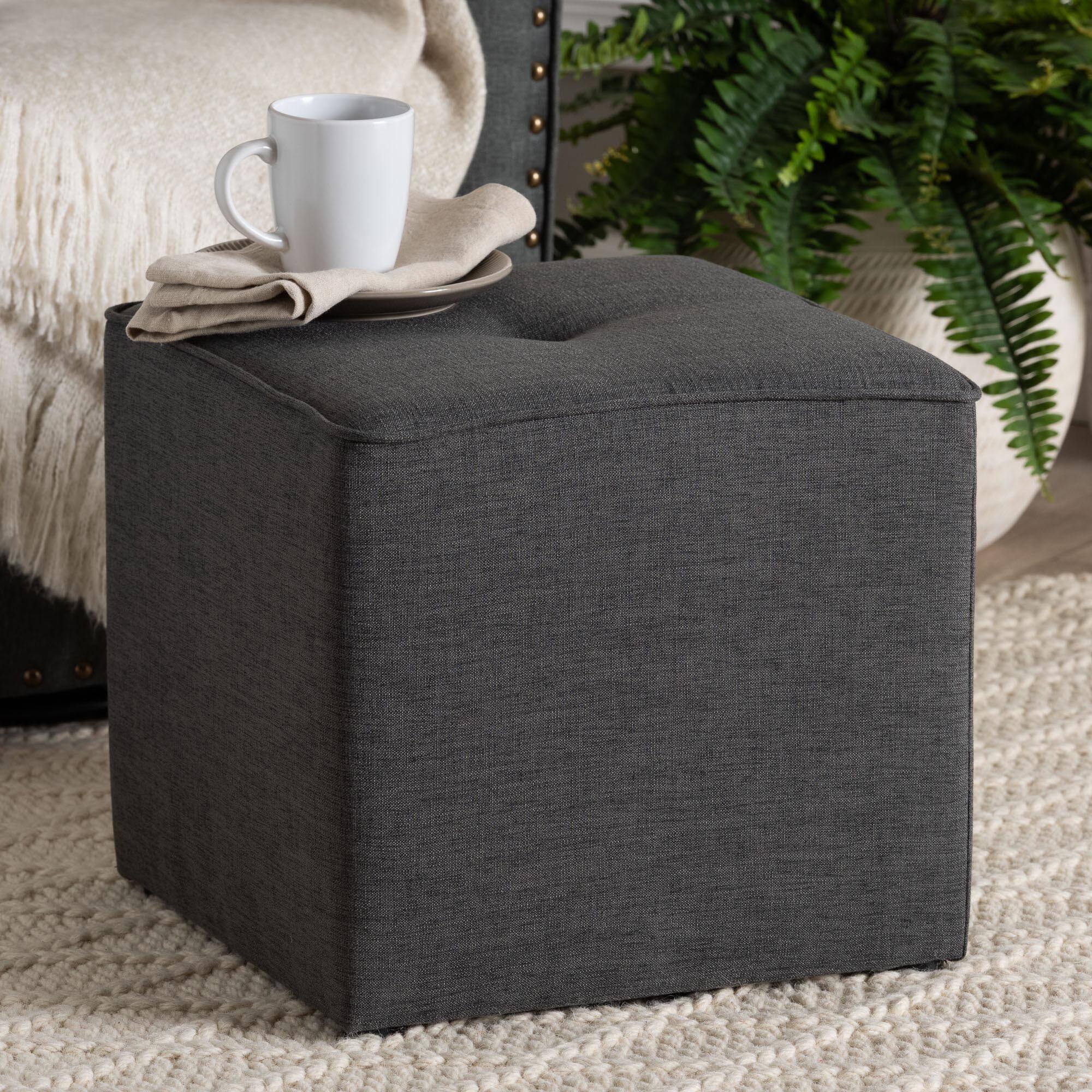 Alt View 2. Baxton Studio - Corinne Modern and Contemporary Fabric Upholstered Ottoman - Grey.