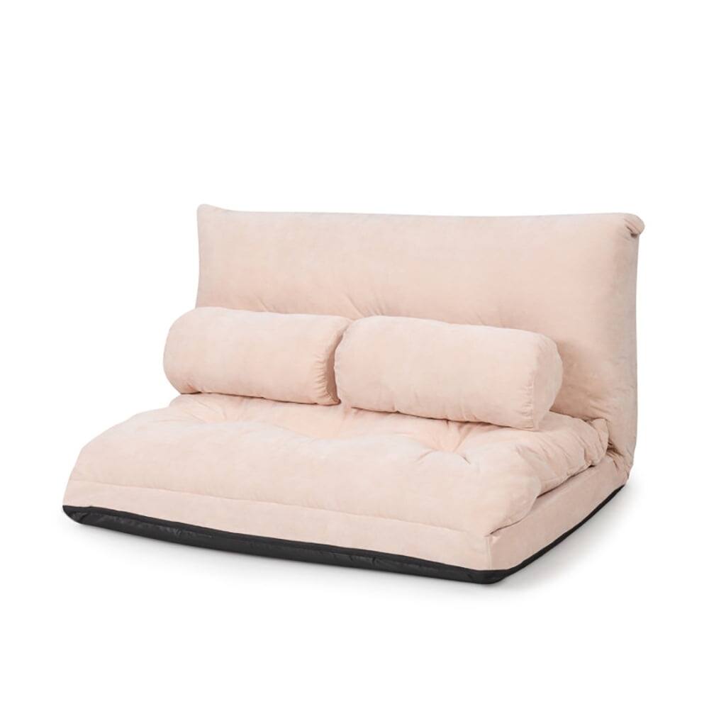 Angle. Kadyn - Lounge Sofa, Modern Couch, 6-Position Adjustable Sleeper Lounge Couch with 2 Pillows-Beige - Beige.