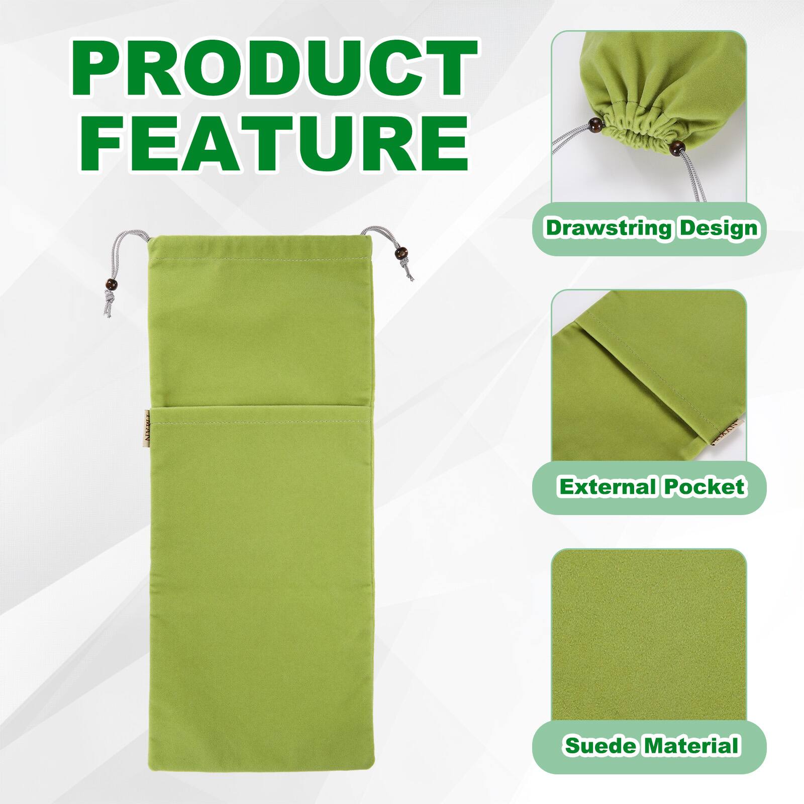 PRODUCT FEATURE

- Drawstring Design
- External Pocket
- Suede Material