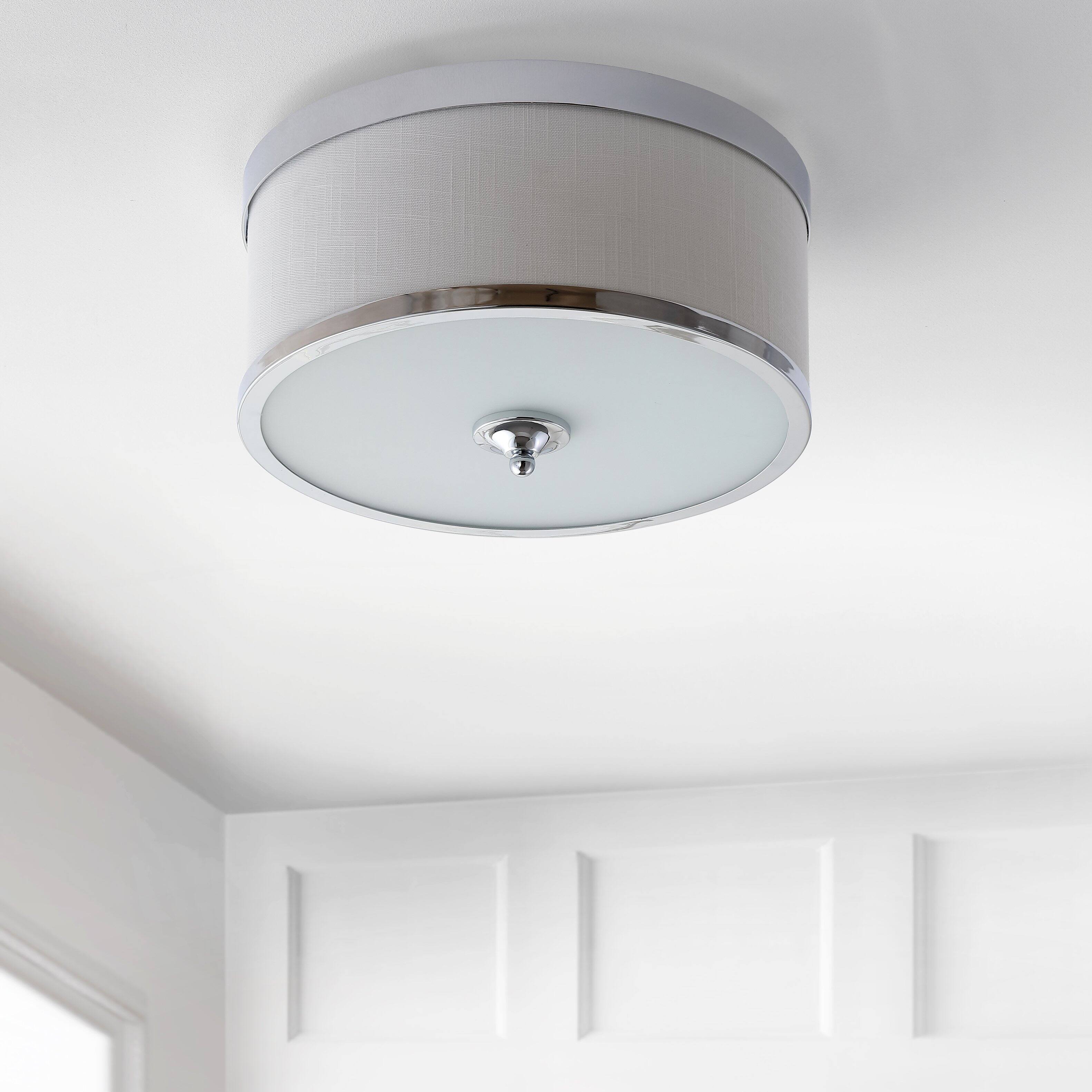 Alt View 4. Jonathan Y - David 15" Metal LED Flush Mount, Chrome/White - Chrome.