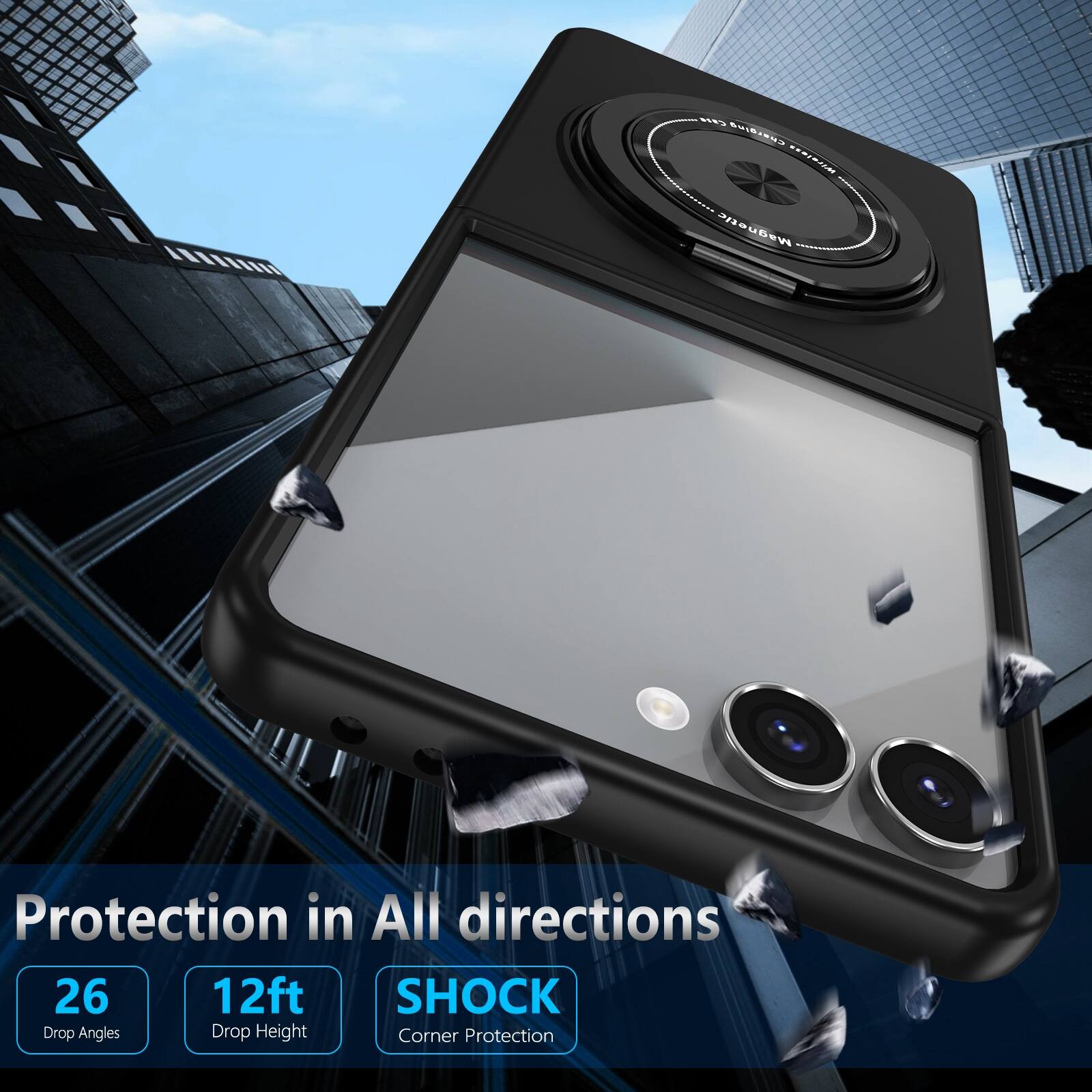 Protection in All directions

26 Drop Angles

12ft Drop Height

SHOCK Corner Protection