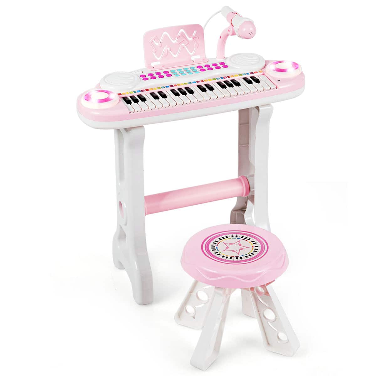 Front. Costway - 37-Key Kids Piano Keyboard Playset Electronic Organ Light Pink - Pink.