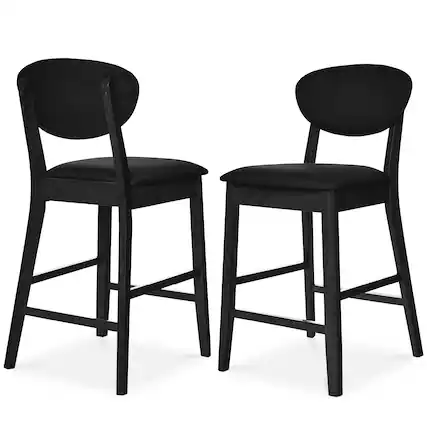 Front. Best Choice Products - Best Choice Products Set of 2 Counter-Height Bar Stools, Armless W/Upholstered Seat Cushion & Backrest - Black / Black - Black/Black.
