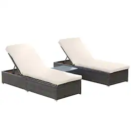 Resenkos - Outdoor Comfort Deluxe Lounge Chairs Set 2-Piece With 5-Level Backrest Adjustment, Thick Cushions - MixedBrown