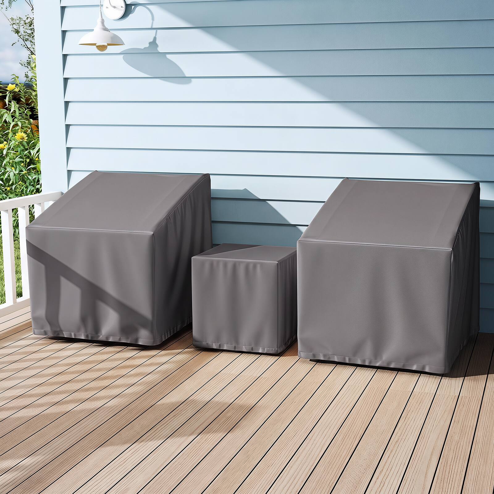 Alt View 1. Costway - Costway Patio Furniture Covers Waterproof Conversation Covers for 3 PCS Bistro Set - Gray.